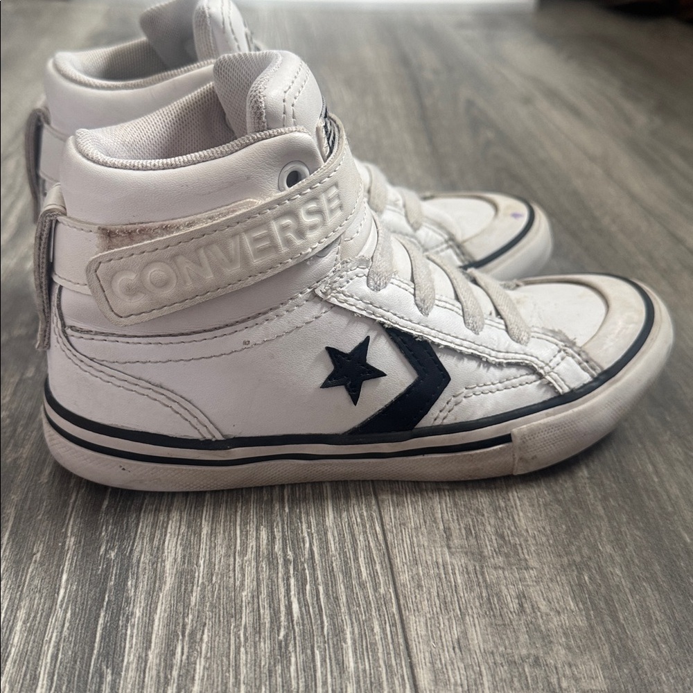 Converse White and Black High-Top Sneakers - Picture 3 of 9